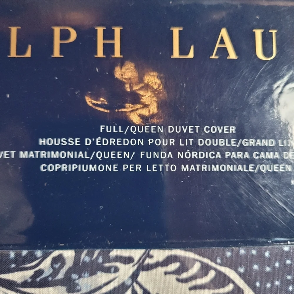NIP Ralph Lauren Mirabelle Indigo Blue Full/Queen Duvet Cover 100% Cotton